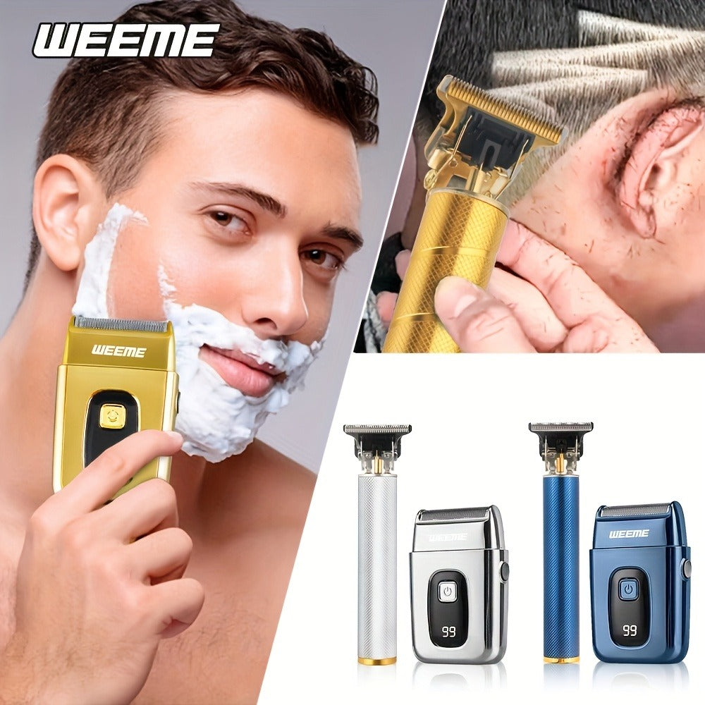Hair Clipper WEEME Gold or Blue Three-Tool Grooming Set with LCD Display, USB Charging and Guide Combs — image 13