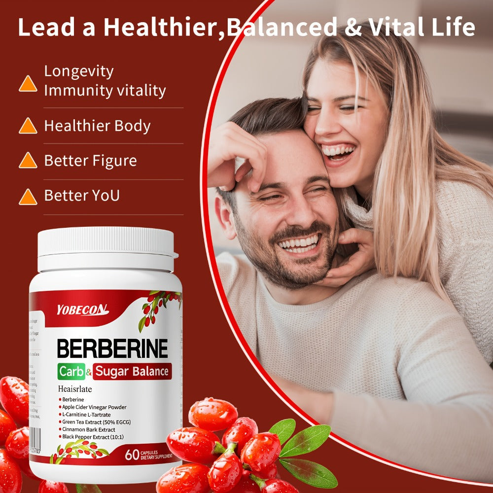 Dietary Supplement Berberine Capsules with Apple Cider Vinegar, Cinnamon and Green Tea, 60 Count — image 8