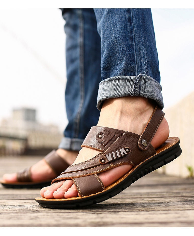 First Layer Cowhide Men's Sandals Summer Genuine Leather Sandals