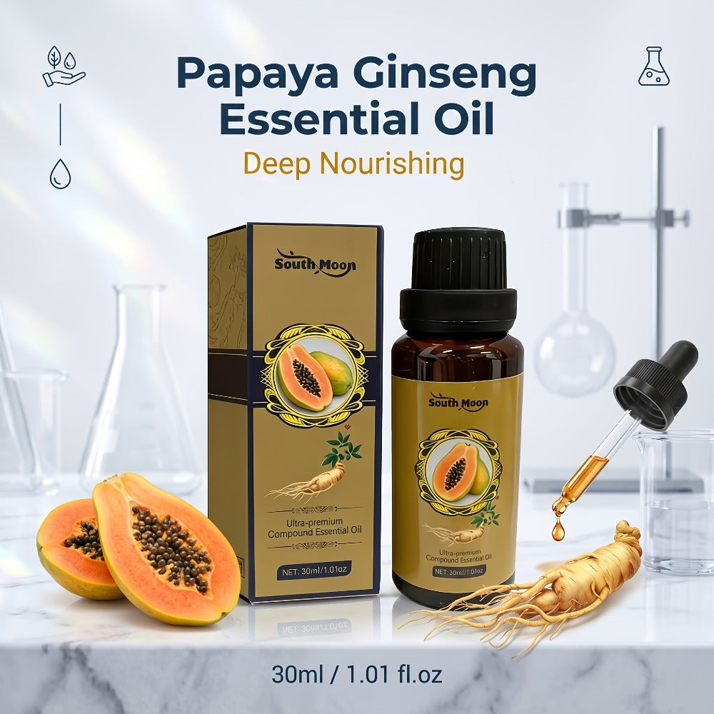Papaya and Ginseng Body Oil Blend in a Compact 30ml Amber Dropper Bottle with Presentation Box — image 2