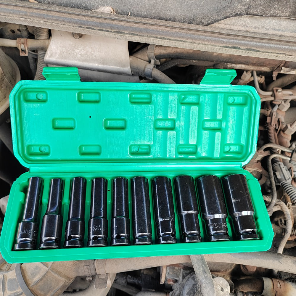 1/2 Inch Deep Impact Socket Set – Chrome Vanadium Steel for Tire Removal, Mechanical Repairs & Car Maintenance | Compatible w