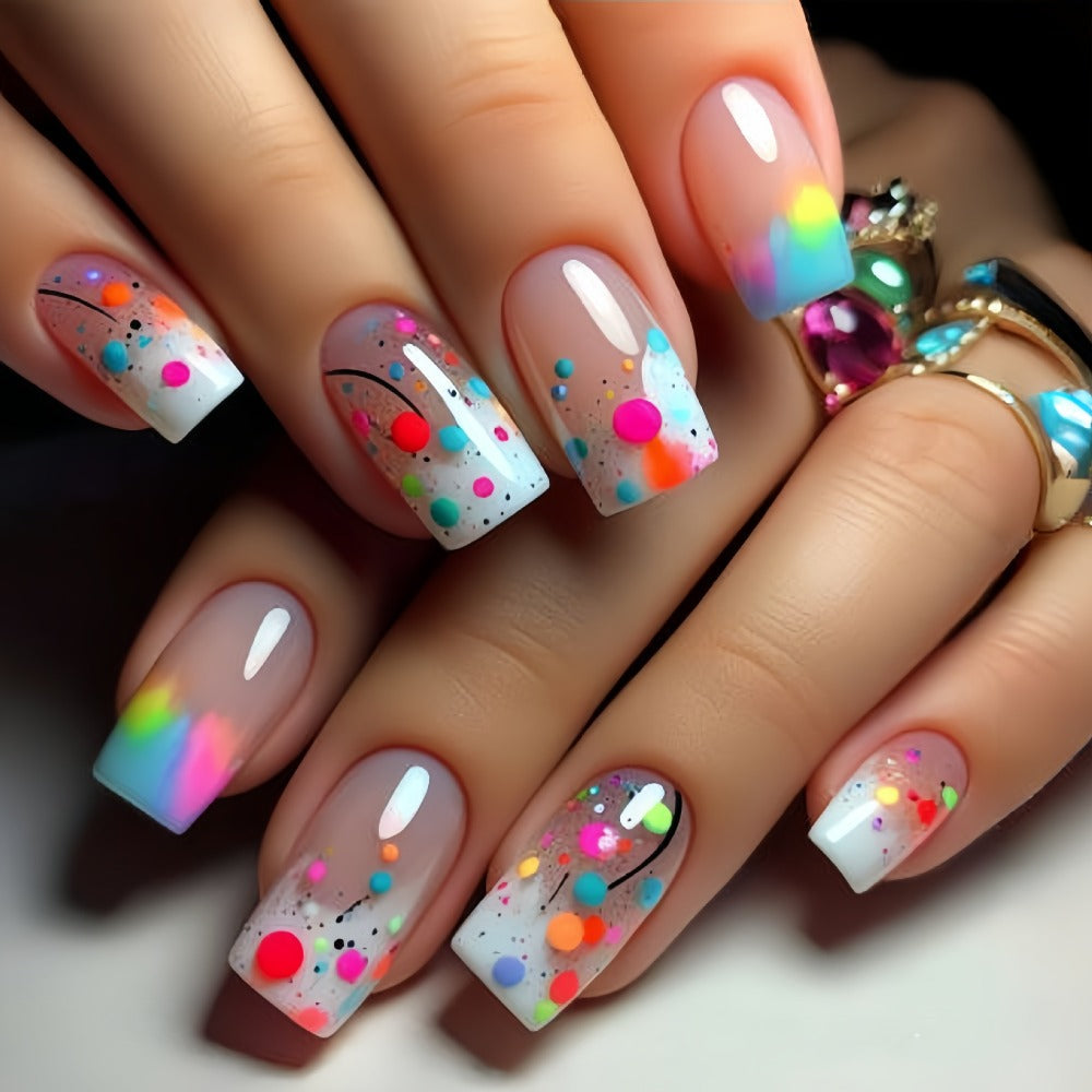 Press On Nails 96-Piece Almond Heart Glitter Four-Pack Set with Jelly Adhesive Tabs and Nail File — image 7