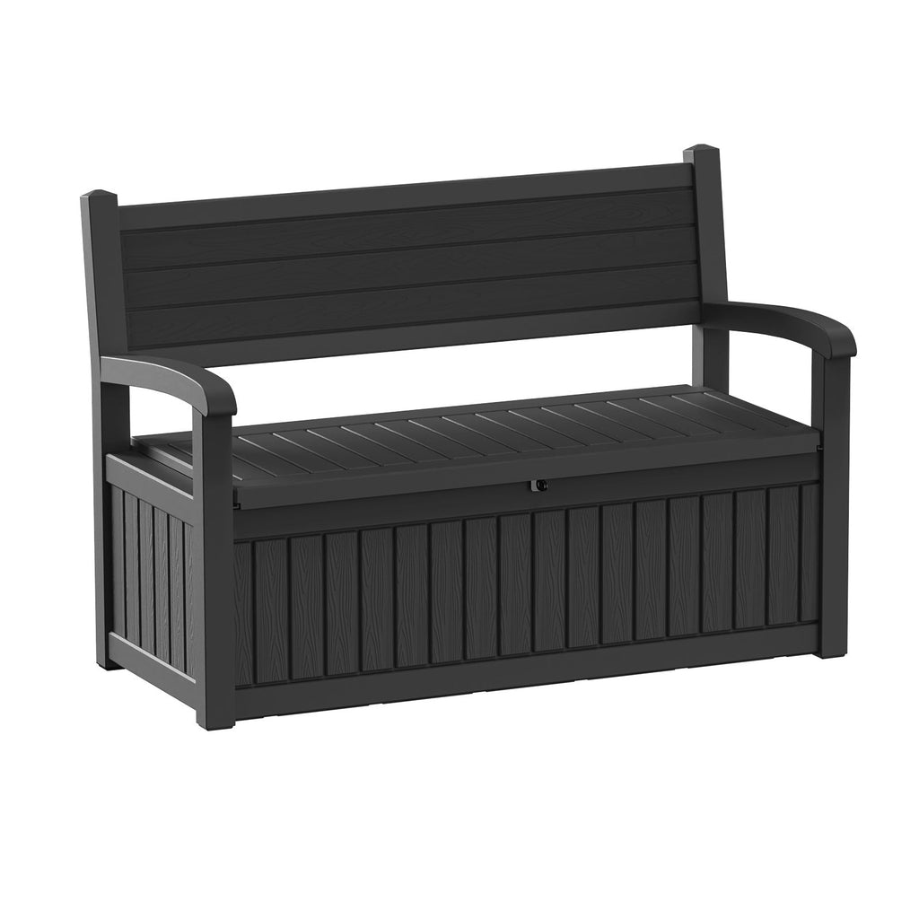 80-Gallon Outdoor Deck Storage Bench with Backrest, Armrests and Hidden Under-Seat Compartment in Two Colors — image 1