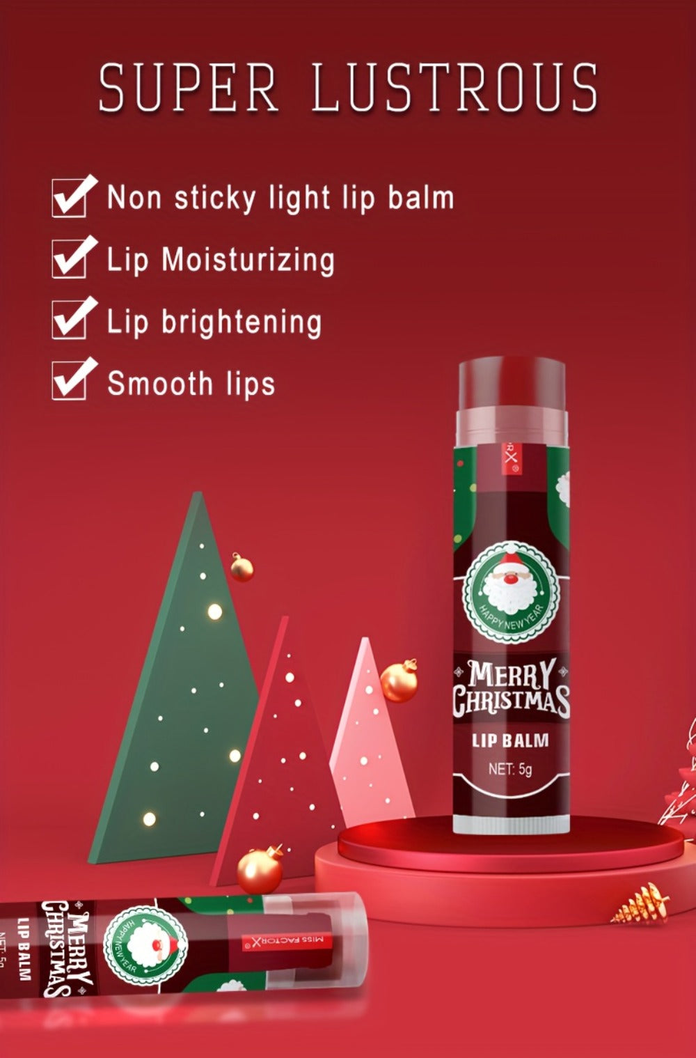 MISS FACTOR 32-Piece Lip Balm Set with Individually Capped Tubes in Red Christmas Gift Box — image 13