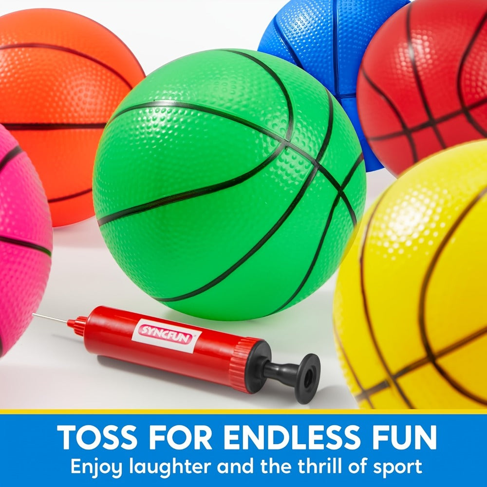 Kids Mini Basketballs Set of 6, 5-Inch Rubber Basketballs with Hand Pump, Perfect for Mini Hoops — image 2