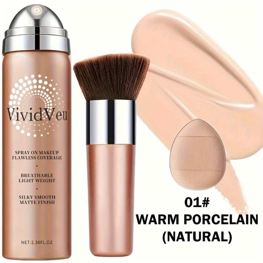 Spray-On Liquid Foundation Bottle with Matching Face Brush in Four Shades from Natural to Porcelain — image 3