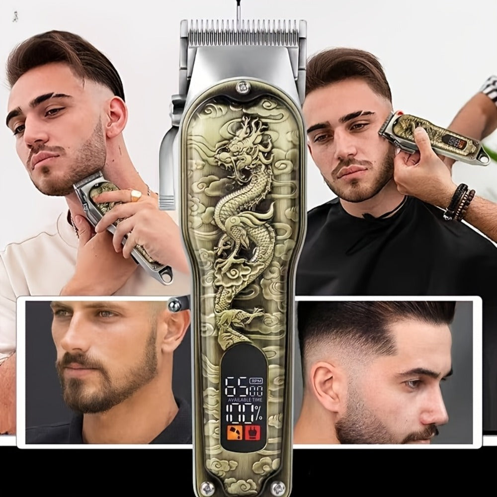 JH702 Hair Clipper Set with DC01 Fashion Belt, Digital Display, USB Charging and Two Engraved Design Options — image 7