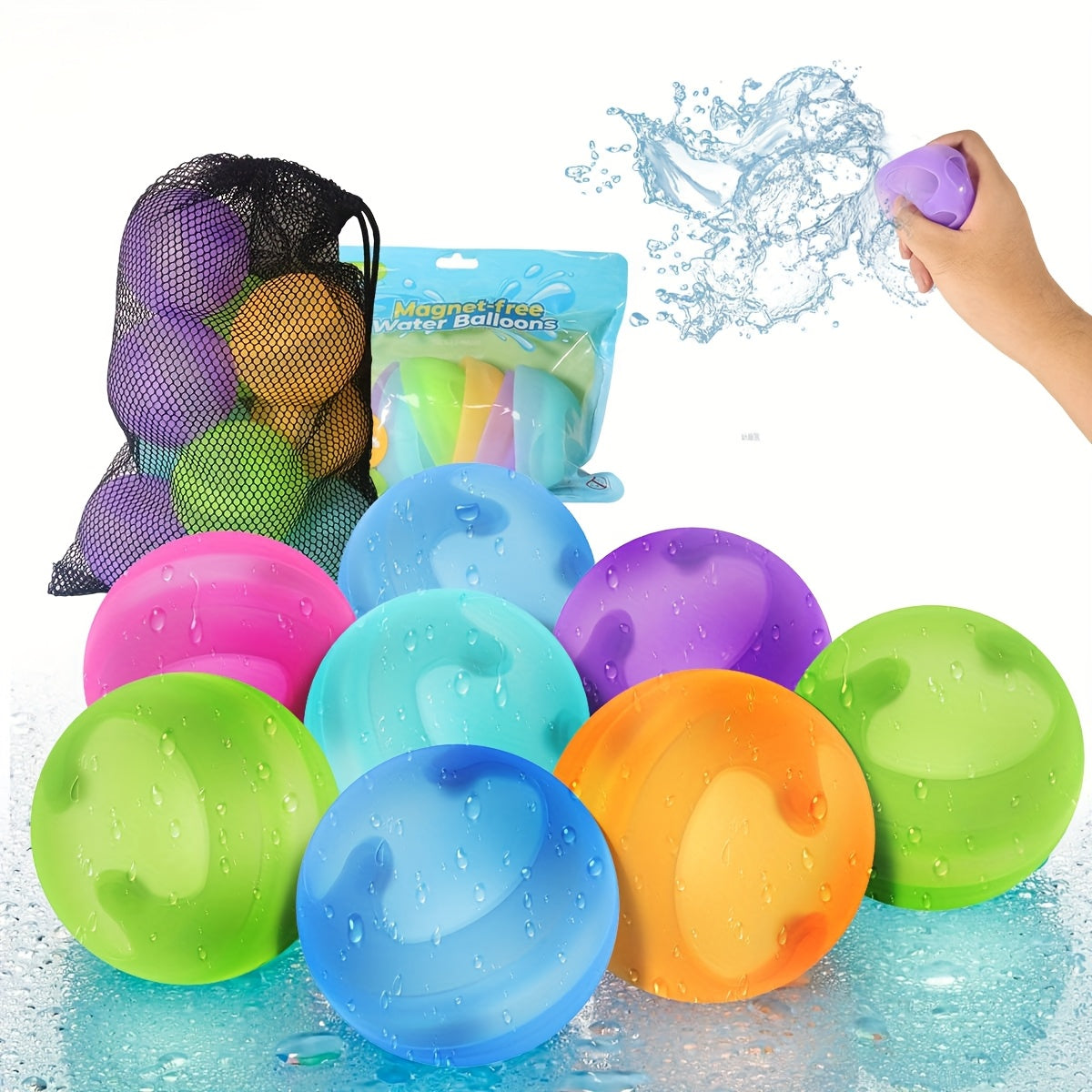 Reusable Silicone Water Balloons 8-Pack for Kids, No Magnets Quick-Fill Leak-Proof Splash Balls — image 8