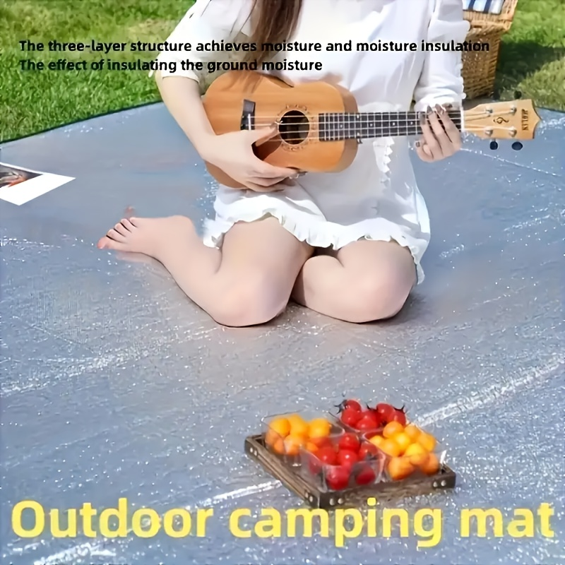 Camping Mat Extra Large 4 Person – Aluminum Foil EPE Foam Waterproof Picnic Blanket, Double-Sided Moisture-Proof Thermal Insu