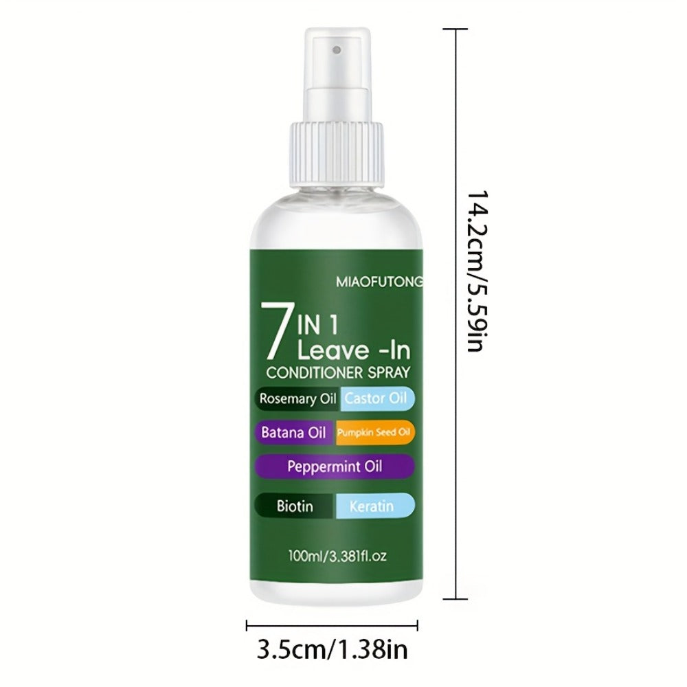 Leave-In Conditioning Spray 7-in-1 Argan Oil Rosemary Biotin Keratin Collagen - Heat for Bath Time, Home Spa and Personal Car