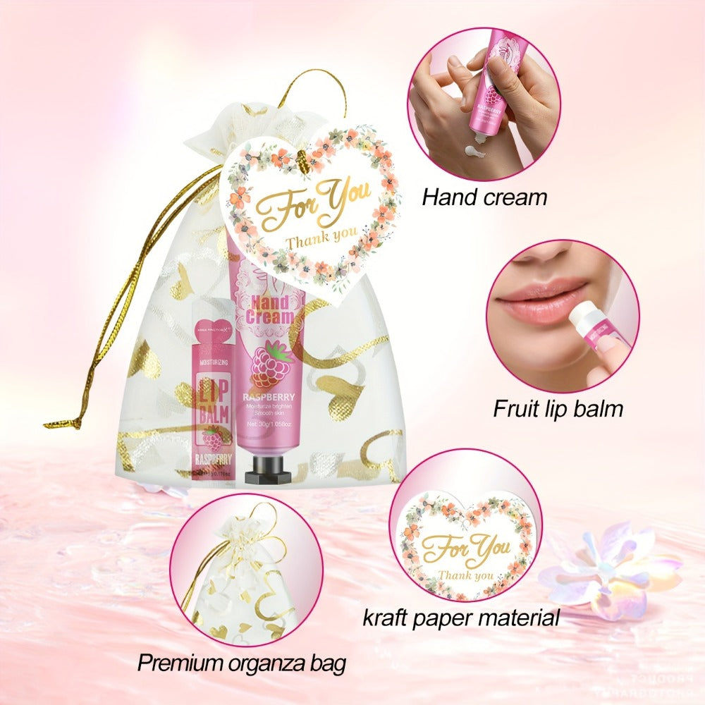 Shea Butter Hand Cream and Lip Balm Gift Set – Deep Moisturizing Skincare Bundle for Dry Cracked Skin, Vitamin E Natural Body