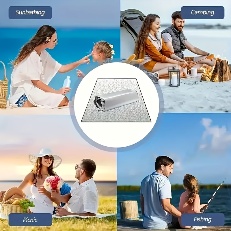 Camping Mat Extra Large 4 Person – Aluminum Foil EPE Foam Waterproof Picnic Blanket, Double-Sided Moisture-Proof Thermal Insu