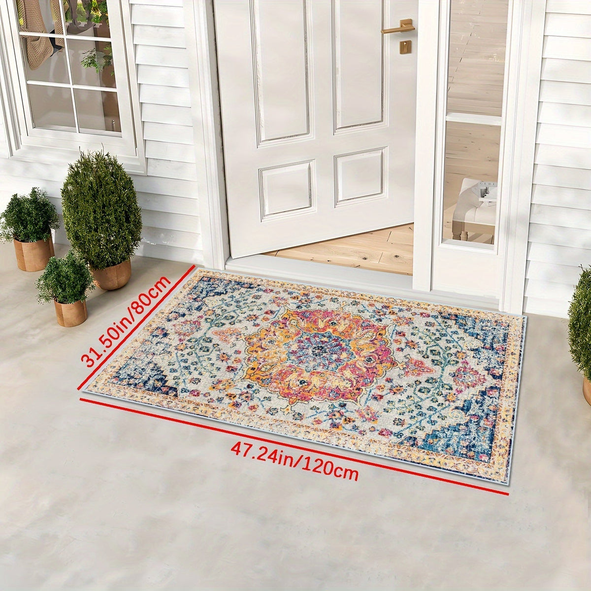 Outdoor Rug | Bohemian Vintage Machine Washable Patio RV Camping Picnic — image 7