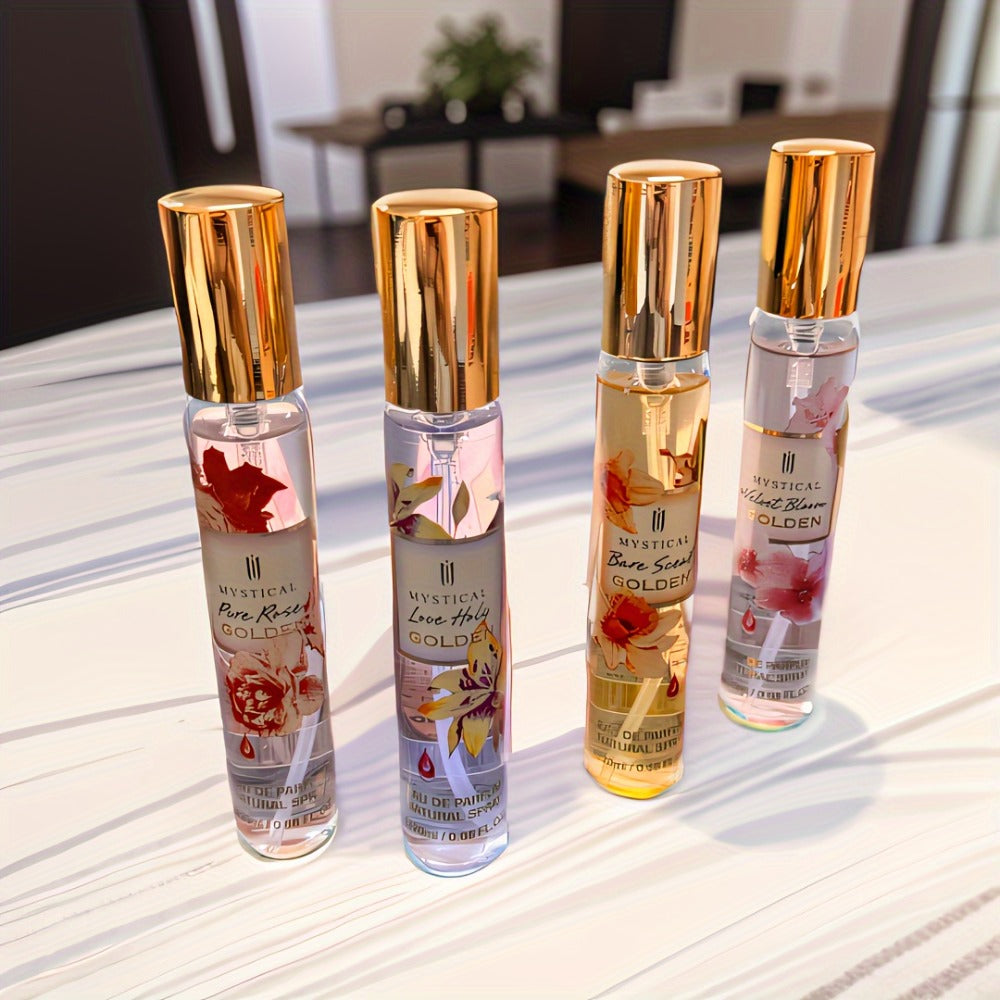 Perfume Gift Set Four 20ml Slim Spray Bottles with Gold Caps in Pink or Botanical Hinged Boxes — image 6