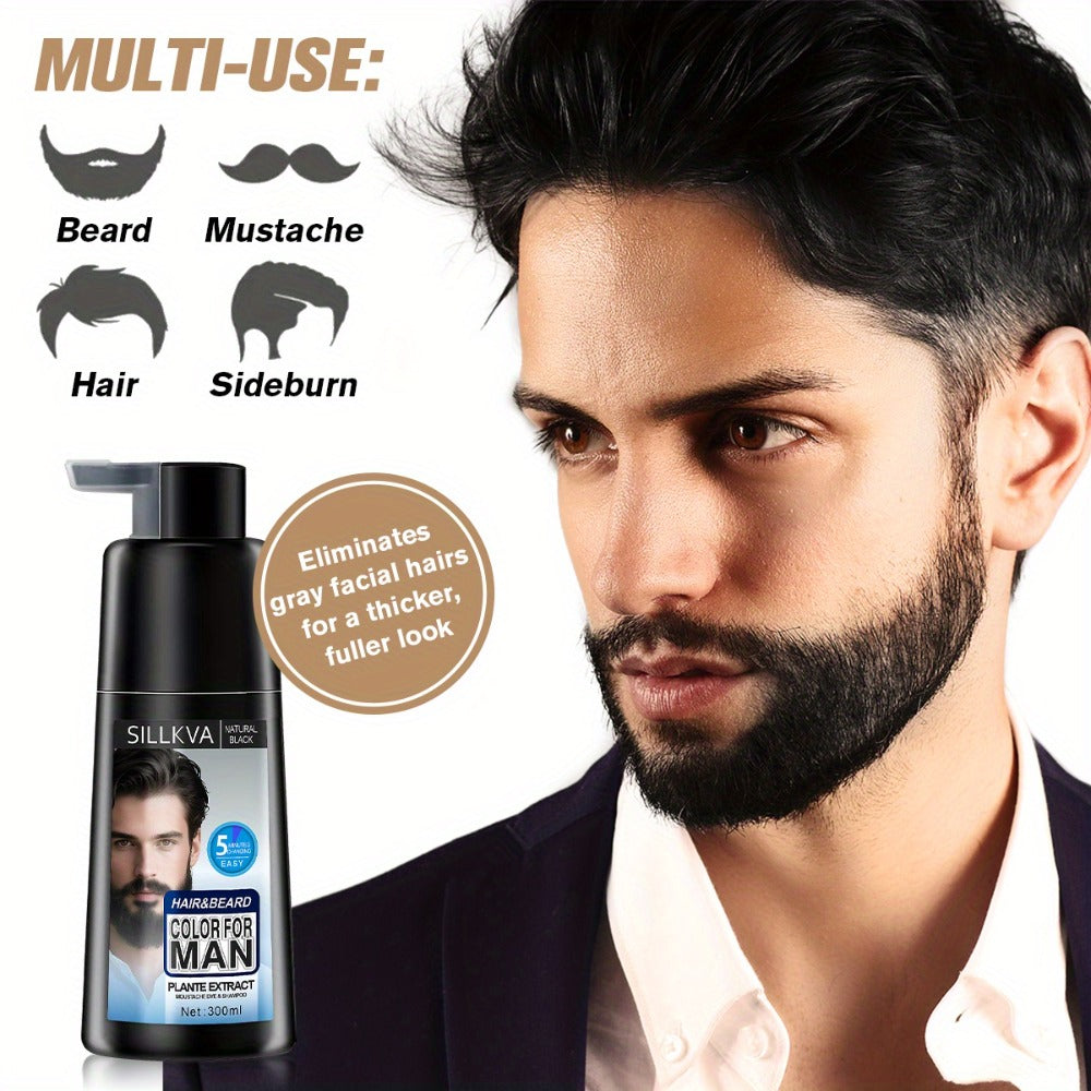 Men's 3-in-1 Black Hair & Beard Dye Shampoo, 8-Minute Gray Coverage, Ammonia-Free Natural Color — image 14