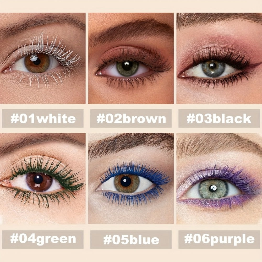 YTRUNS Colored Mascara in Six Shades from White and Brown to Black, Green, Blue or Purple with Curved Wands — image 6