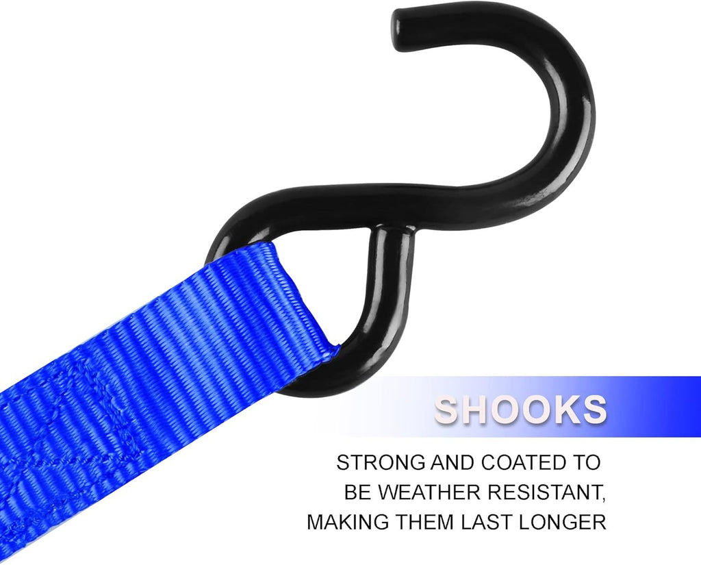 Ratchet Tie Down Straps 4-Pack 15FT 1, 500 lb Break Strength Heavy Duty with Soft Loops & Storage Bag – High-Visibility Webbi