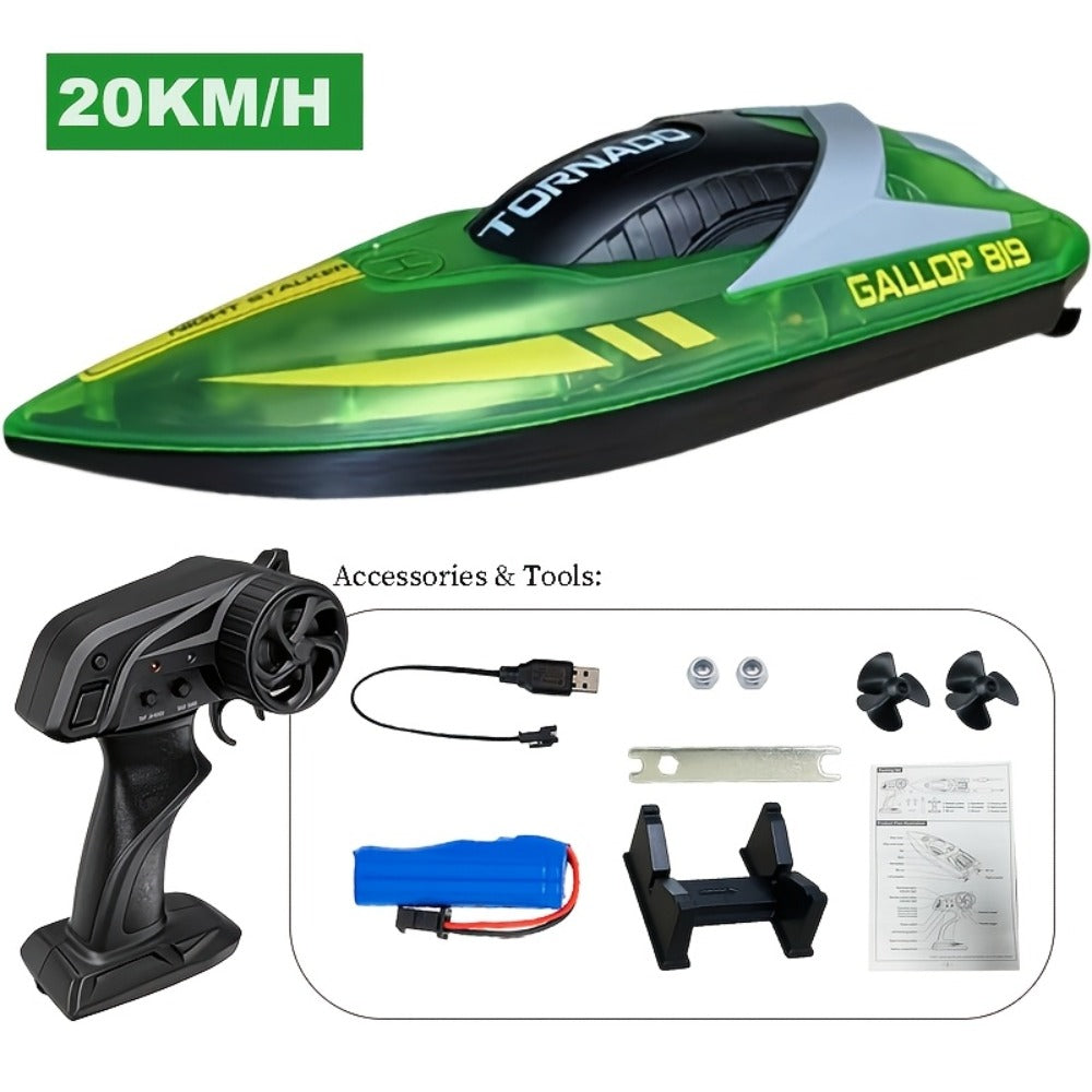 Remote Control Speedboat 25KM/H with Auto Flip Reset Night Light & Low with the Listed Color, Size or Set Options for Everyda