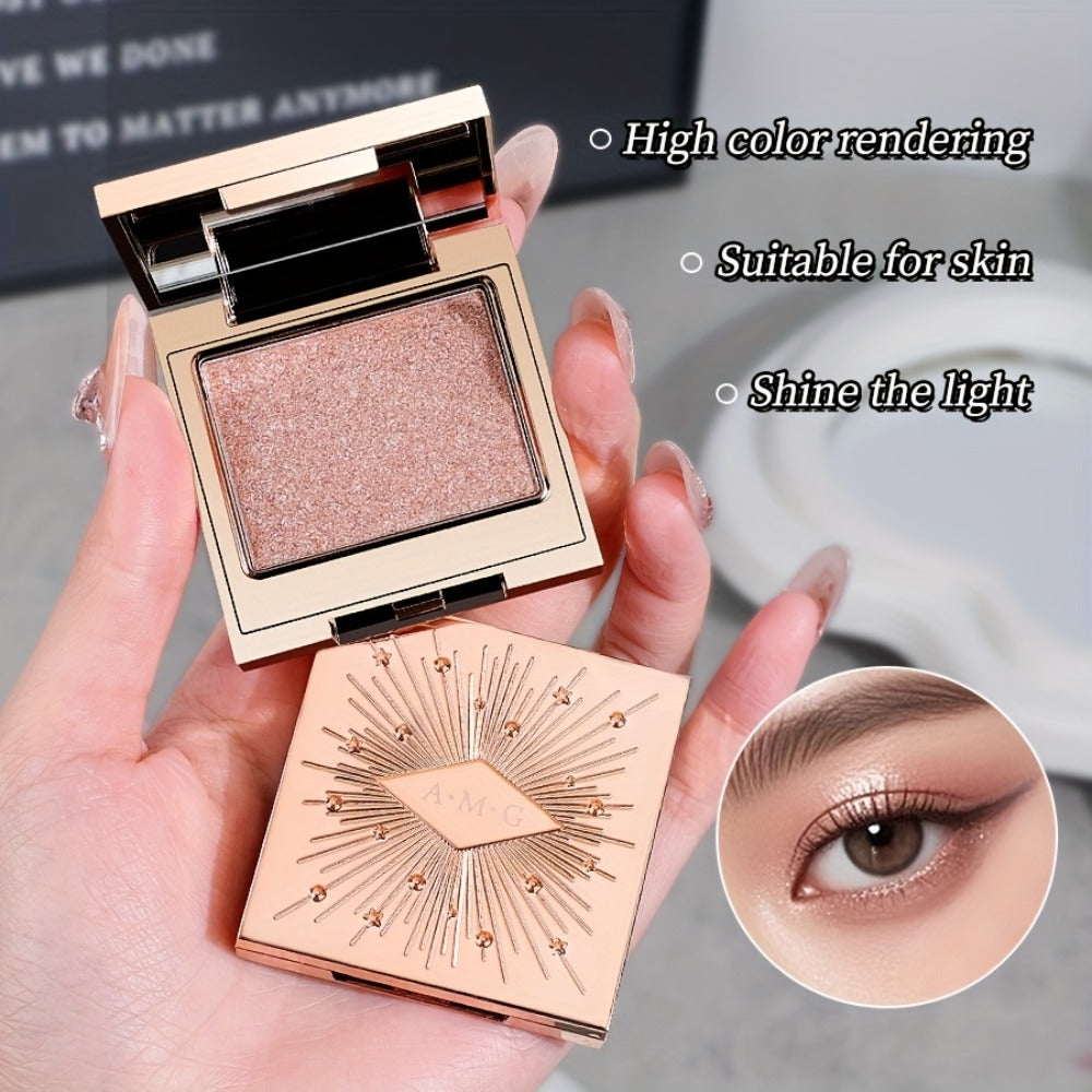 Shimmer Eyeshadow Palette 5 Shades Glowing Waterproof Creamy Blendable Formula with Built-in, for Makeup, Travel and Everyday