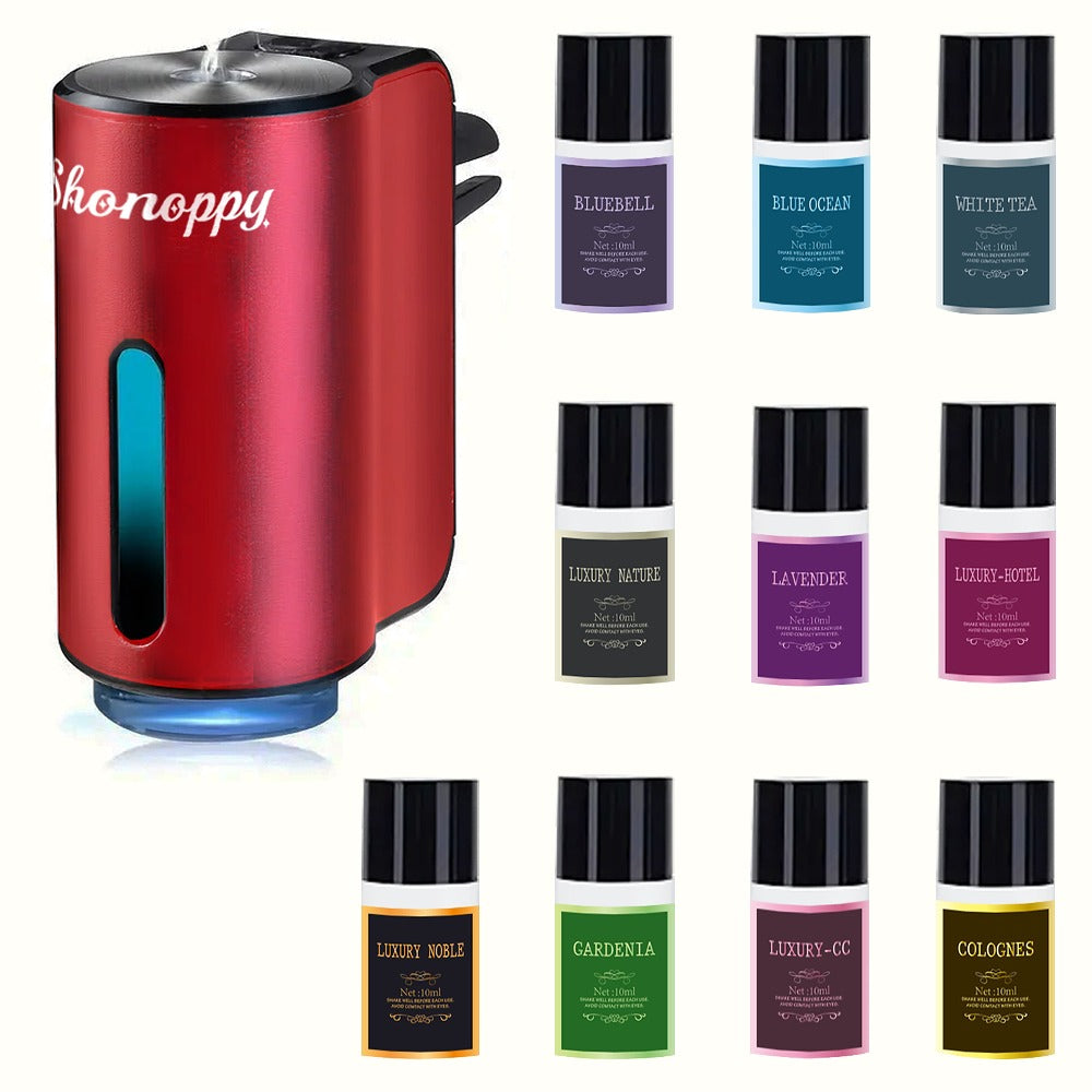 Car Air Freshener Aroma Diffuser with Essential Oils – USB Powered Smart Scent Diffuser for Car, 3/6/10/20 Bottles 0.34oz Ess