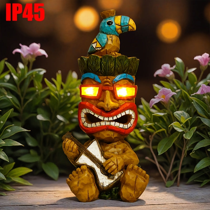 Hawaiian Tiki Statue Standing Resin Totem Pole, Woodcarving Tribal Figure Outdoor Decor for Terrace Bar Party Unique Gift — i