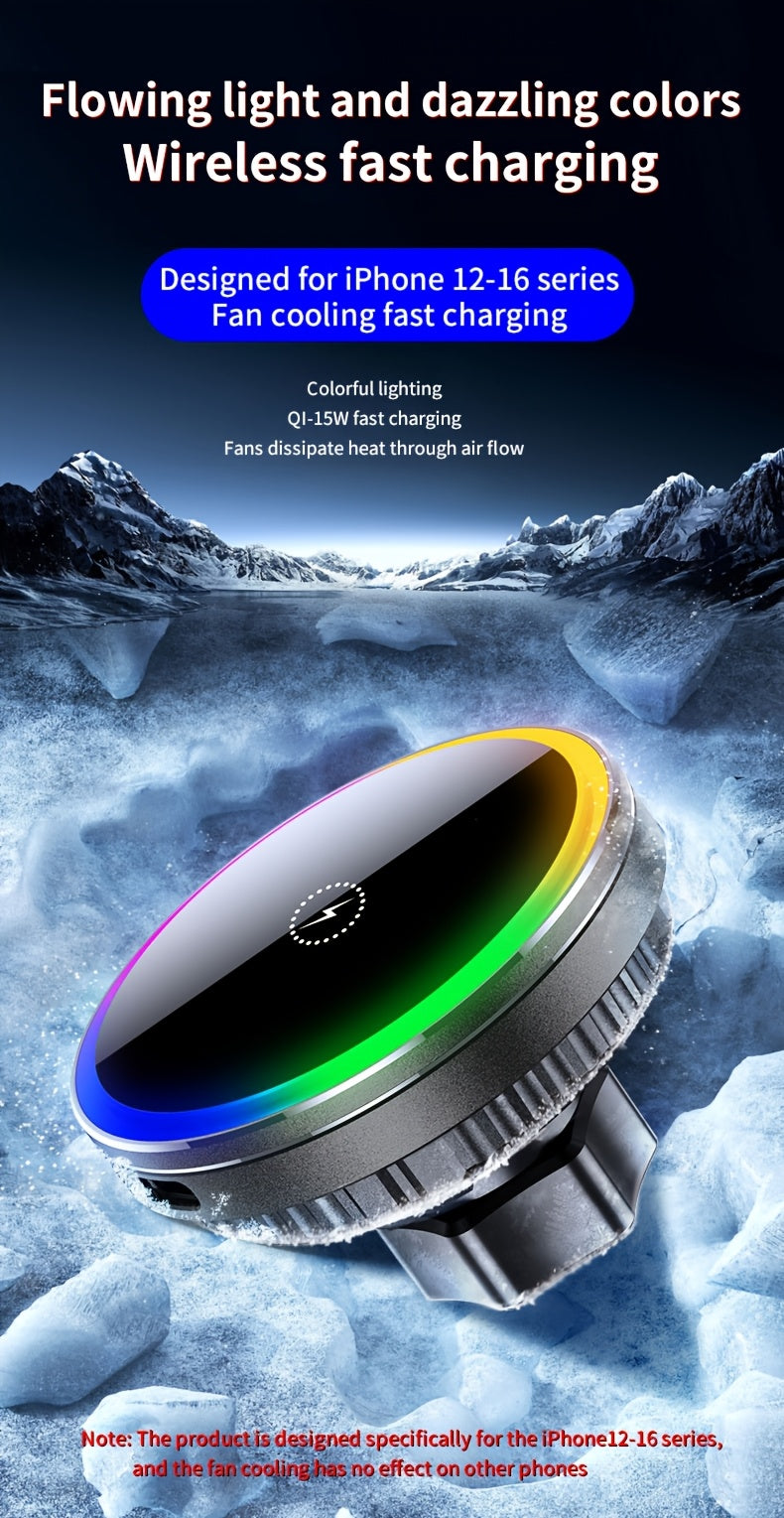 MagSafe Car Wireless Charger for iPhone 12-16 – Magnetic Air Vent Mount with Dual Cooling Fans, Qi1 Fast Charging — image 8