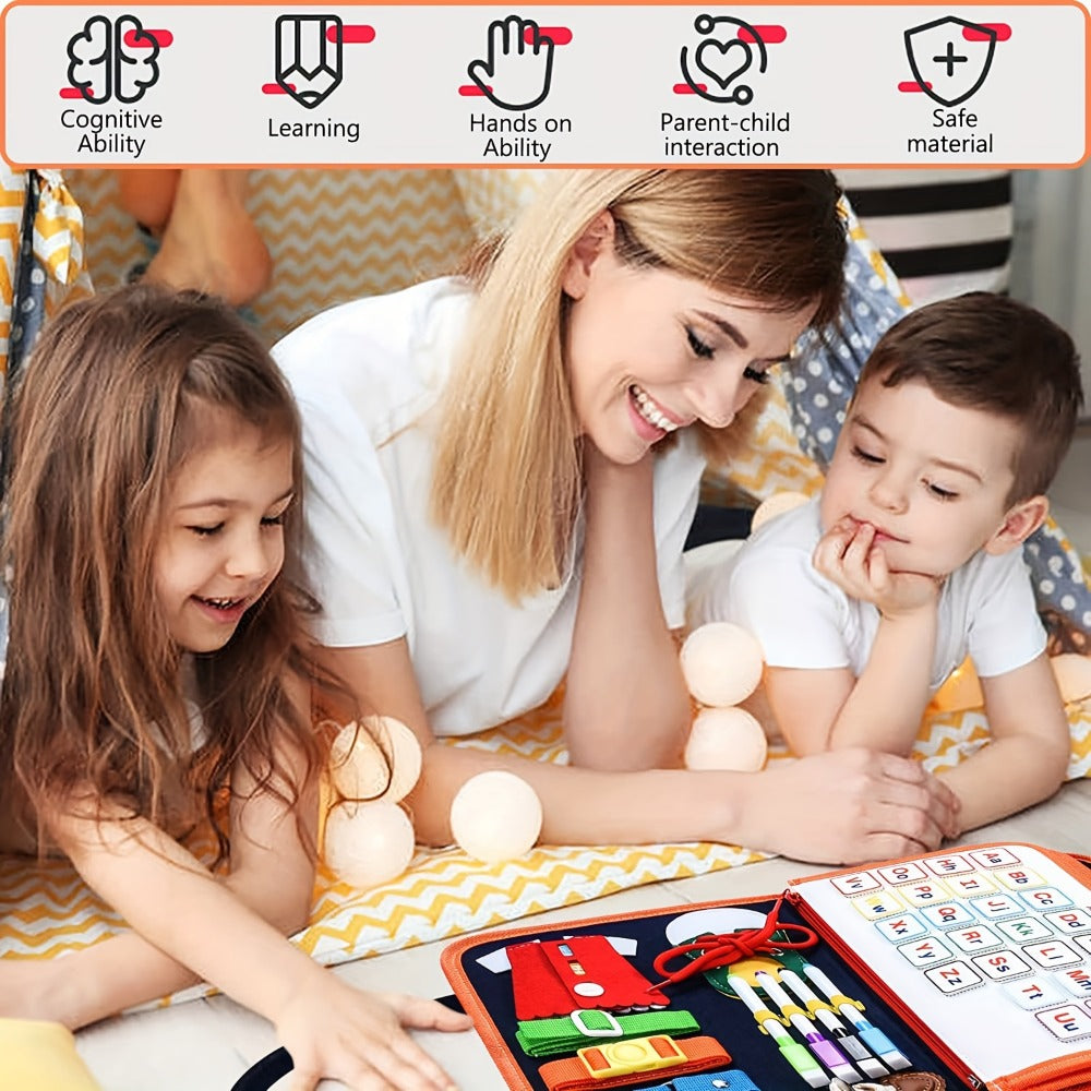 Montessori Busy Board for Toddlers Ages 1 2 3 4, Sensory Activity Learning Toy with Zipper Buckle Button Lace Snap — image 5