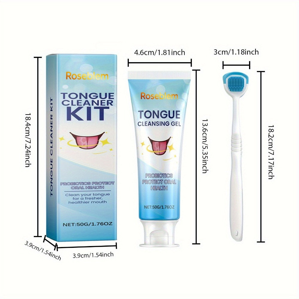 Tongue Cleaner Kit with Probiotic Cleansing Gel & Tongue Brush, Bad Breath Eliminator Fresh Mouth Daily Oral — image 5