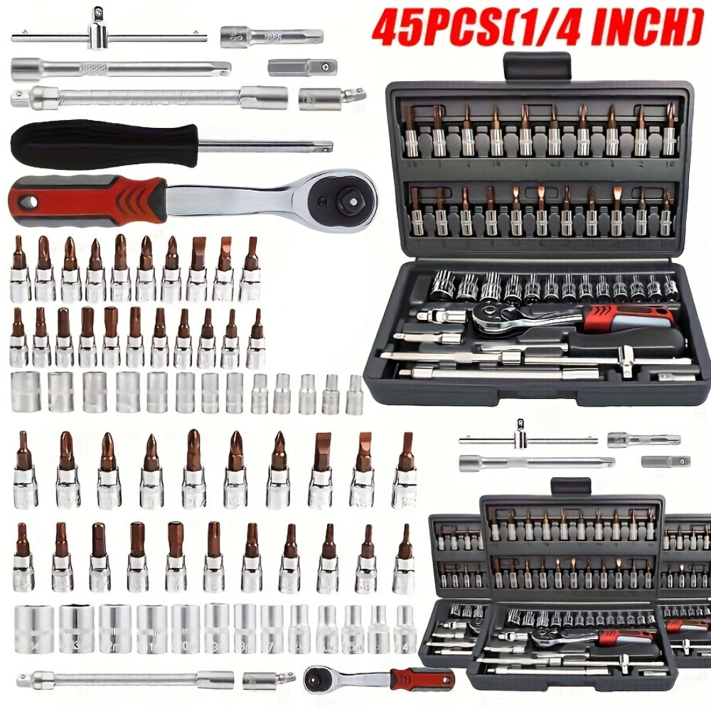 Emergency Vehicle Repair Tool Kit 45 to 171-Piece – Multi-Function Combination Wrench Set for Car, Bicycle & Motorcycle Outdo