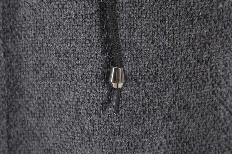 Men's Solid Color Casual Hooded Sweater Zipper Cardigan