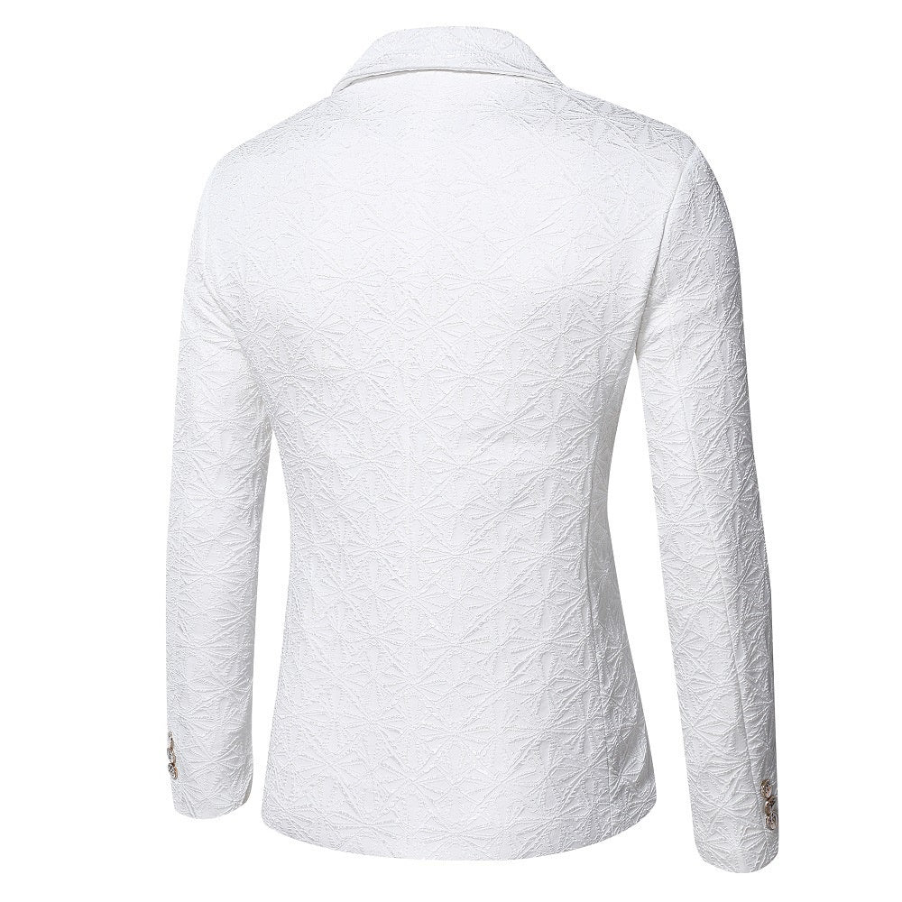 Mens Korean-style Slim-fit Single Jacquard Jacket For Young