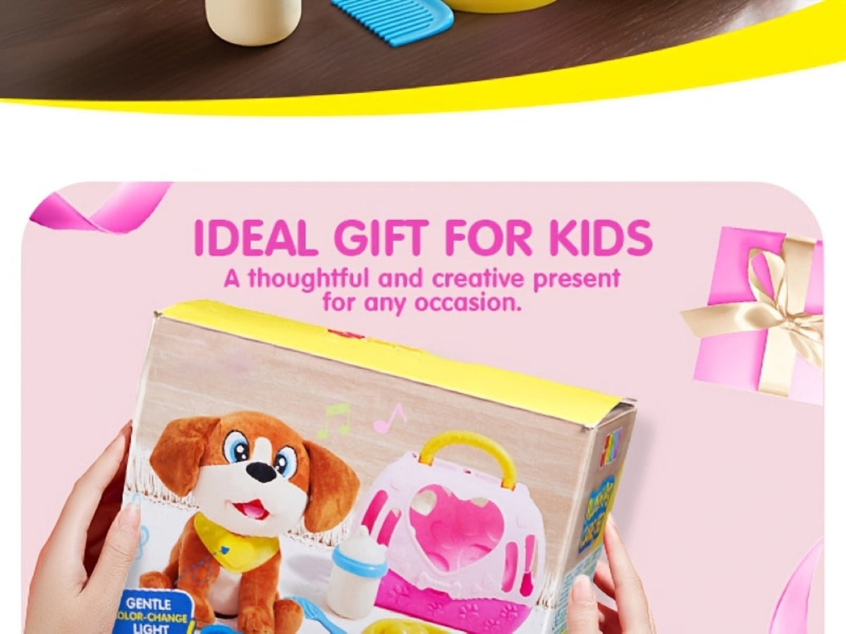 Interactive Plush Dog Toy for Toddlers with Carrier Set Music Lights Sounds with the Listed Color, Size or Set Options for Ev
