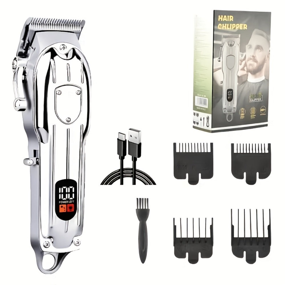 Professional Electric Hair Clipper Set for Men – 5-Speed LED Display Rechargeable Beard Trimmer & Hair Carving Kit — image 10