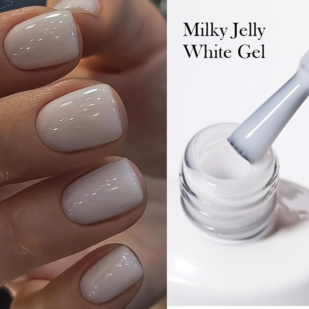 Gel Nail Polish in 10ml Translucent Jelly with 6 Milky, Snow-Glitter and Nude Shade Options — image 13