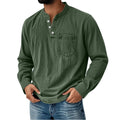 Printed Three-button Long-sleeve T-shirt For Young Men Casual