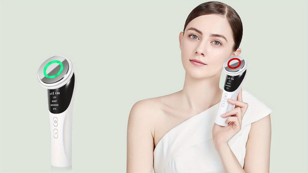 Cold Photon LED Beauty Massager 4-in-1 for Face Neck Eye, USB Rechargeable Skin Care Device Puffiness Reducer Gift for Women 