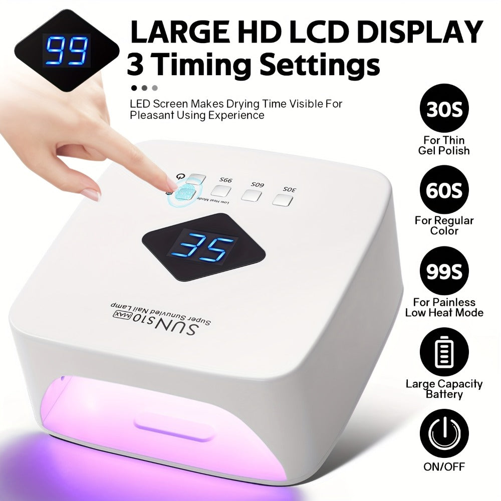 SUN S10 MAX Rechargeable LED Nail Lamp with 30 Dual-Light Beads, LCD Display and Three Timers — image 2