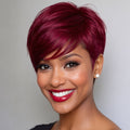 Synthetic Wig 6-Inch Glueless Layered Pixie Bob in Burgundy or Olive Brown for Daily Looks — image 9