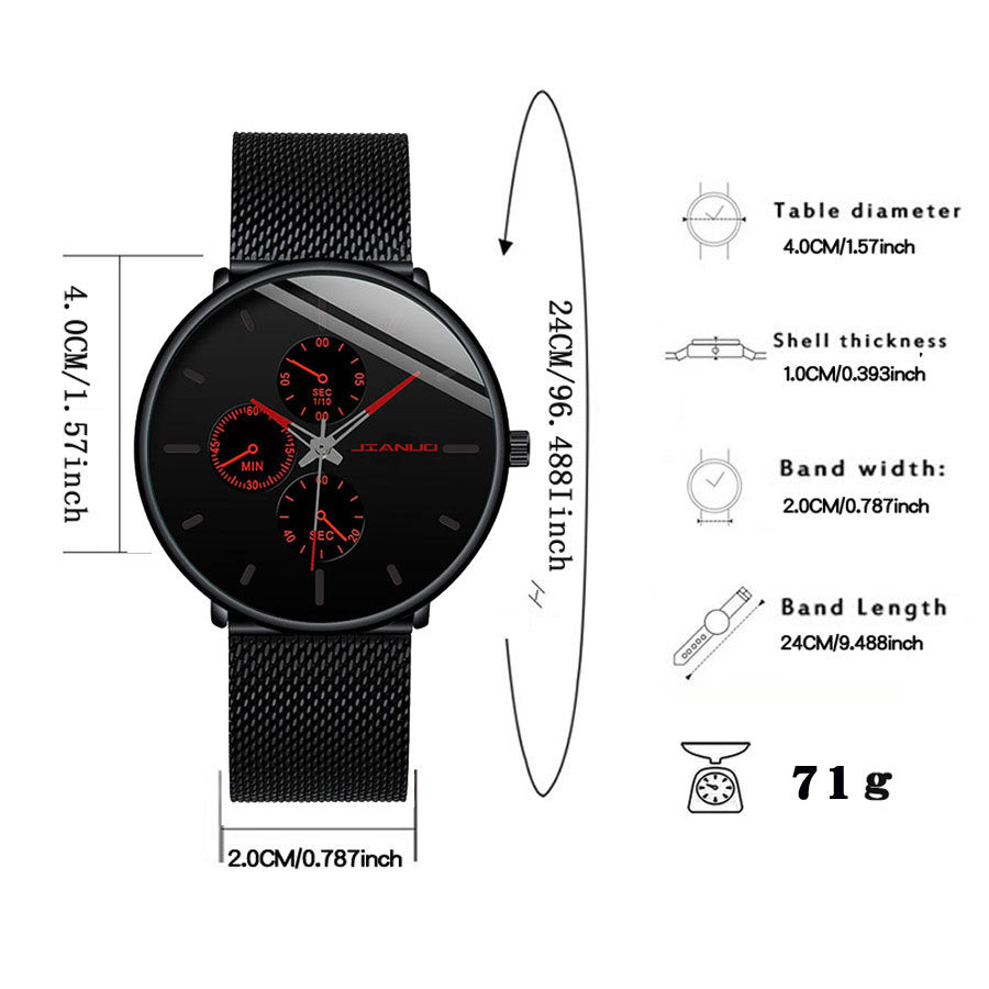 Men's Mesh-band Quartz Casual Business Luminous Watch