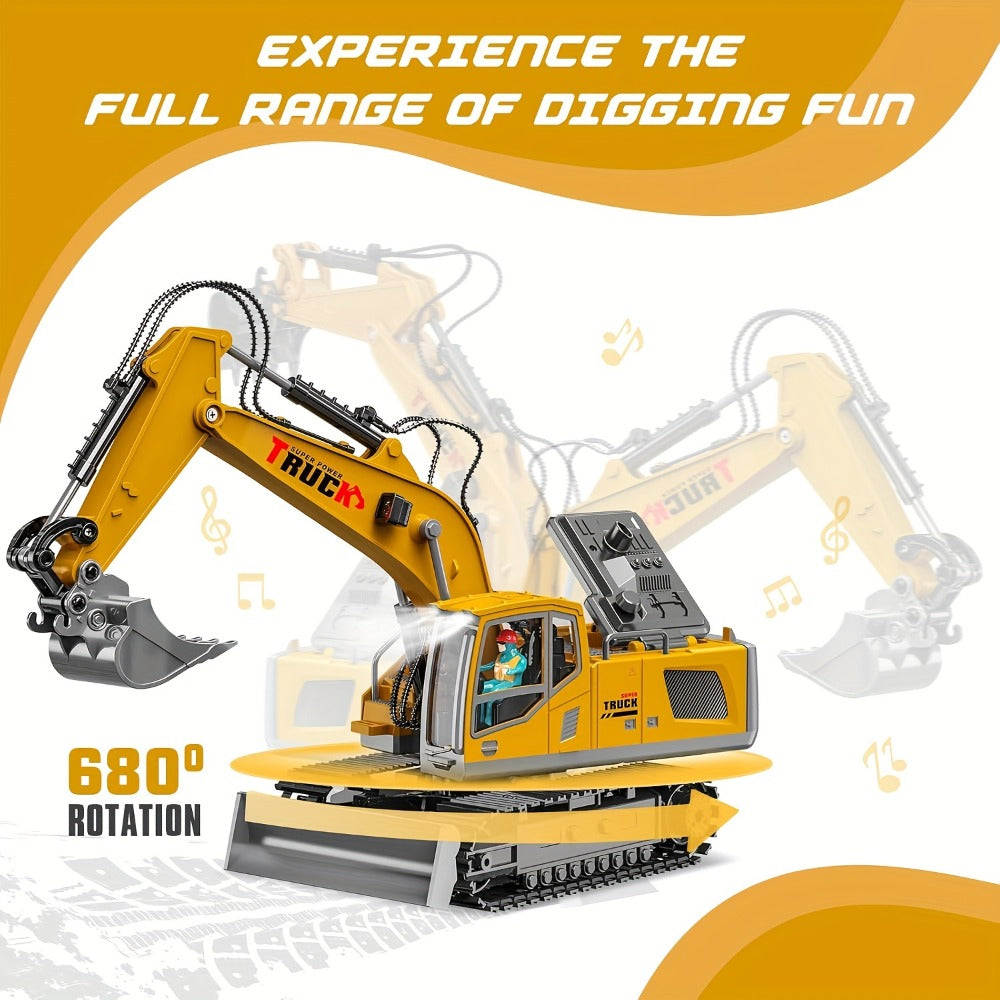 RC Excavator 120-Minute Battery Life Metal Shovel LED Lights with the Listed Color, Size or Set Options for Everyday Use — im