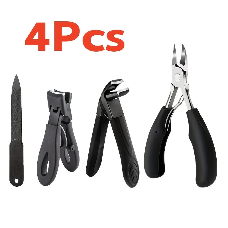 Nail Scissors Set 4pcs for Elderly & Seniors – Extended Handle Curved Blade Anti-Splash Manicure Pedicure Kit — image 8