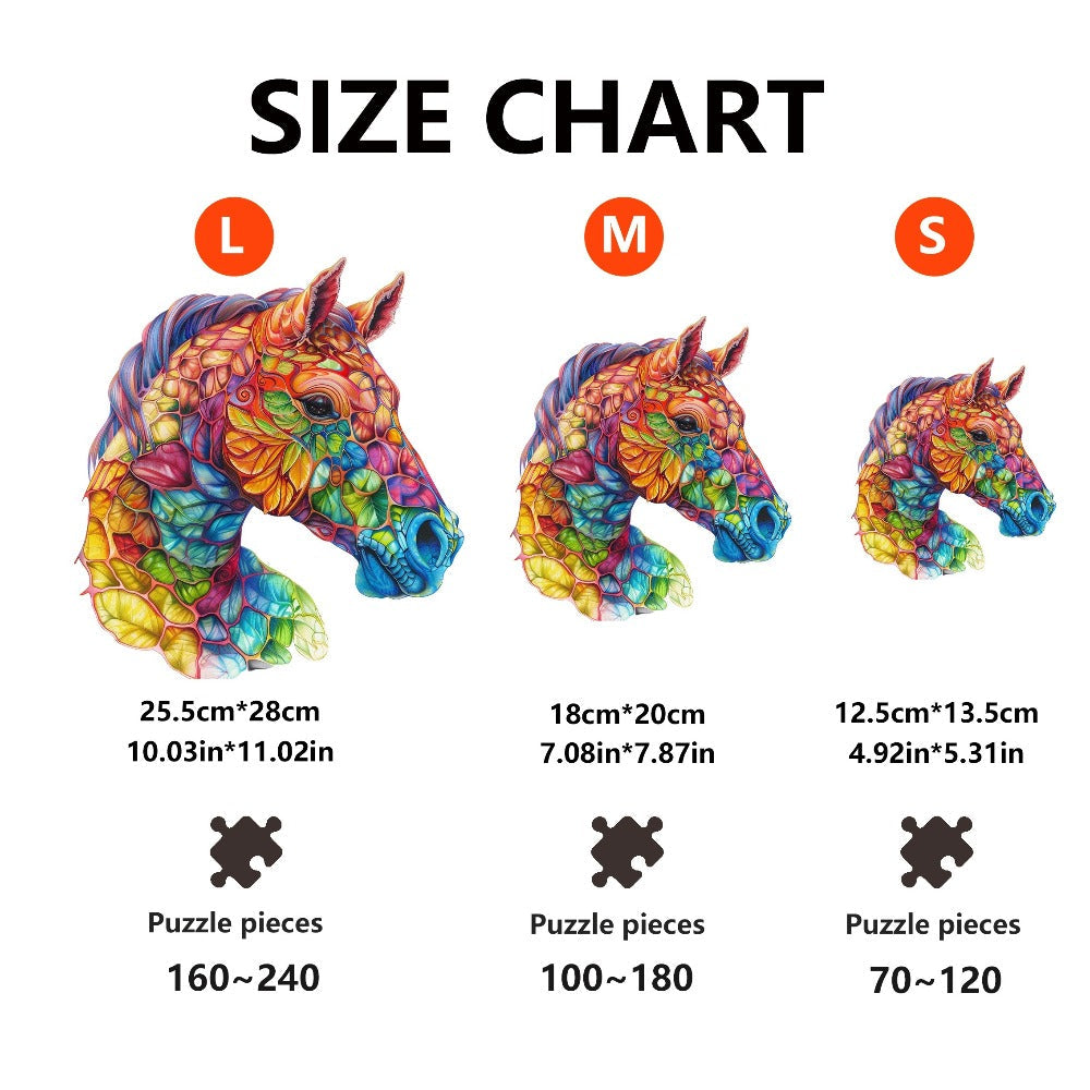 Colorful Horse Wooden Jigsaw Puzzle with Irregular Pieces and S, M and L Size Options from 4.92 to 11.02 Inches — image 3