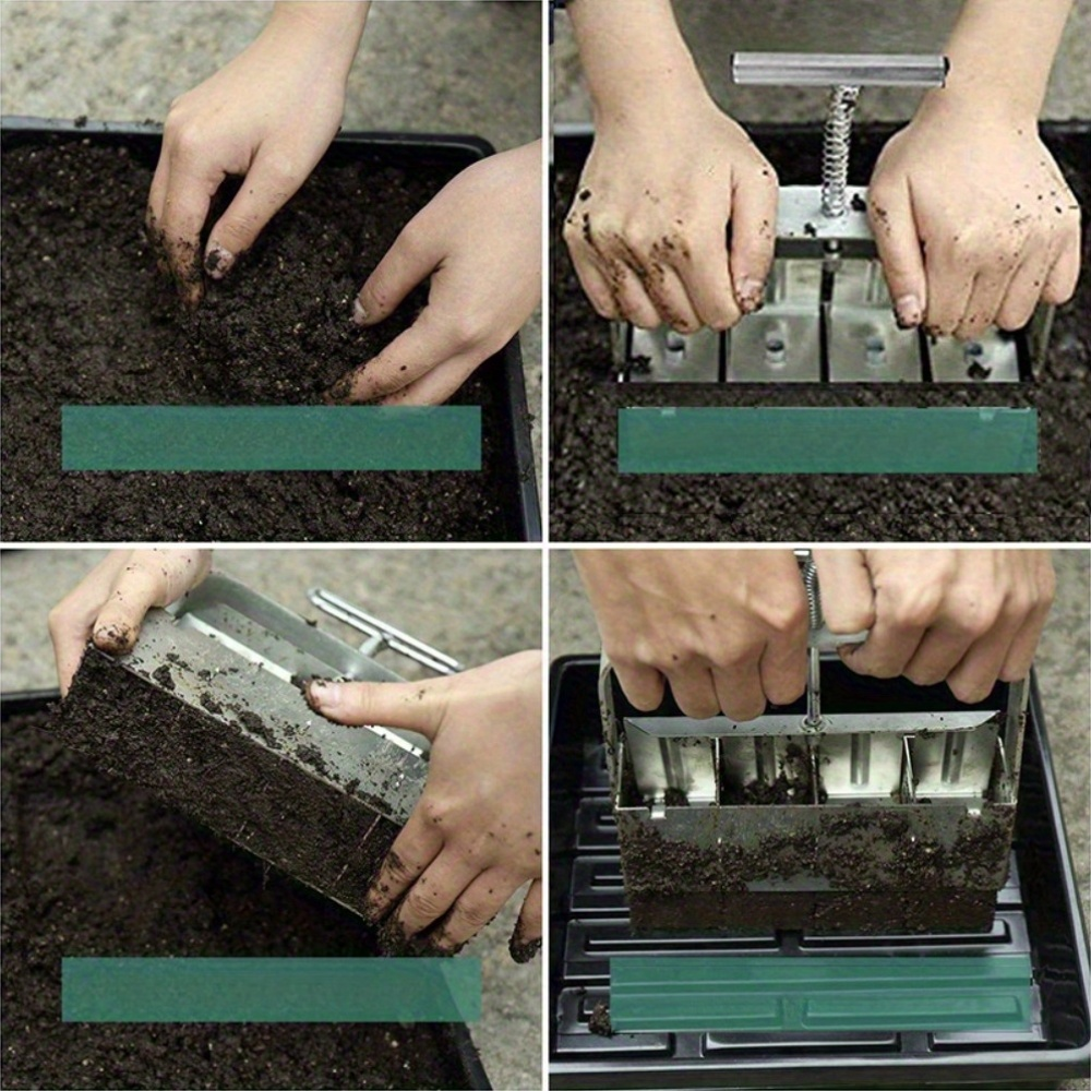 Garden Clod Breaker & Soil Blocker Tool – Heavy Duty Metal Multi-Cell Soil Block Maker with Adjustable Handle for Seed Starti