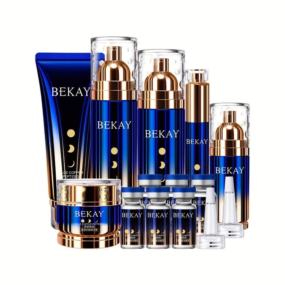 12-Piece BEKAY Skincare Gift Set with Blue-and-Gold Cleanser, Toner, Lotion, Cream and Eye-Care Collection — image 7