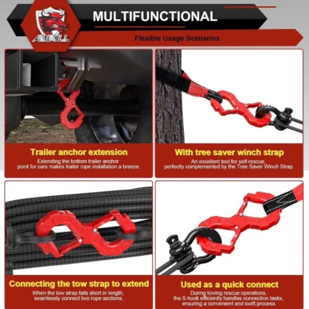Off-Road Recovery Winch Hook D-Ring Shackle 3/8" 35, 000 LB G80 Heavy Duty Quick Release Tow Hook for RV Truck 4x4 Vehicle – 