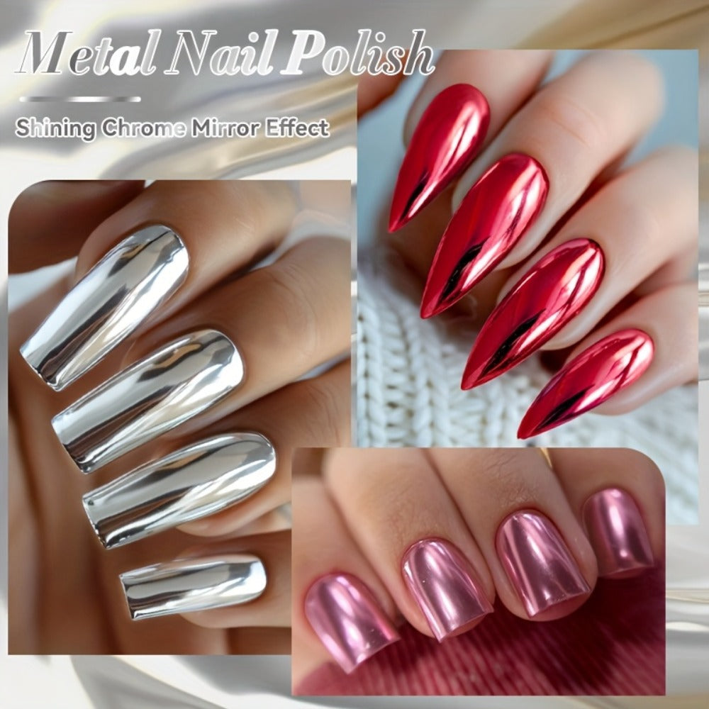 Eight-Piece Metallic Nail Polish Set with JS01–JS08 Mirror-Color Shades in 0.24 oz Glass Bottles — image 9