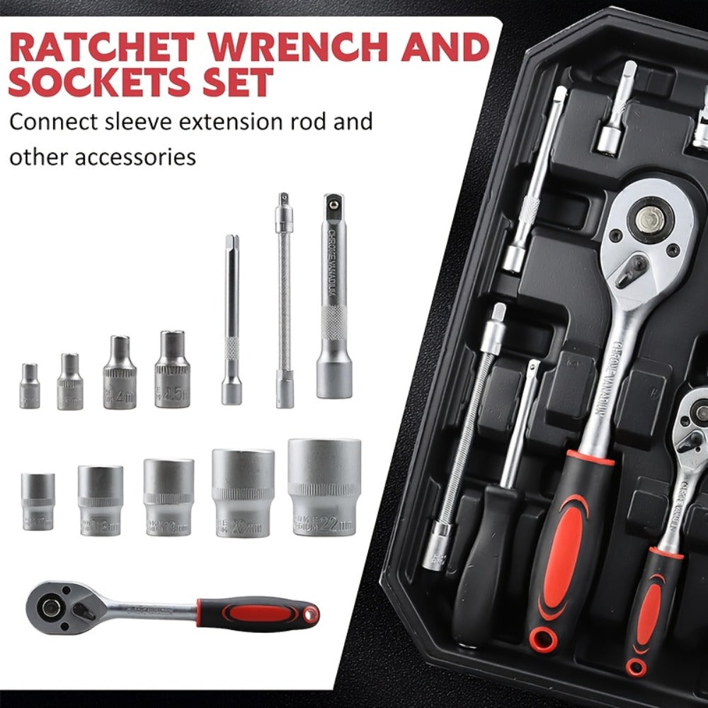 52-Piece Professional Tool Set – Multi-Function Home & Car Repair Toolkit with Portable Toolbox, Ideal Gift for DIY Enthusias