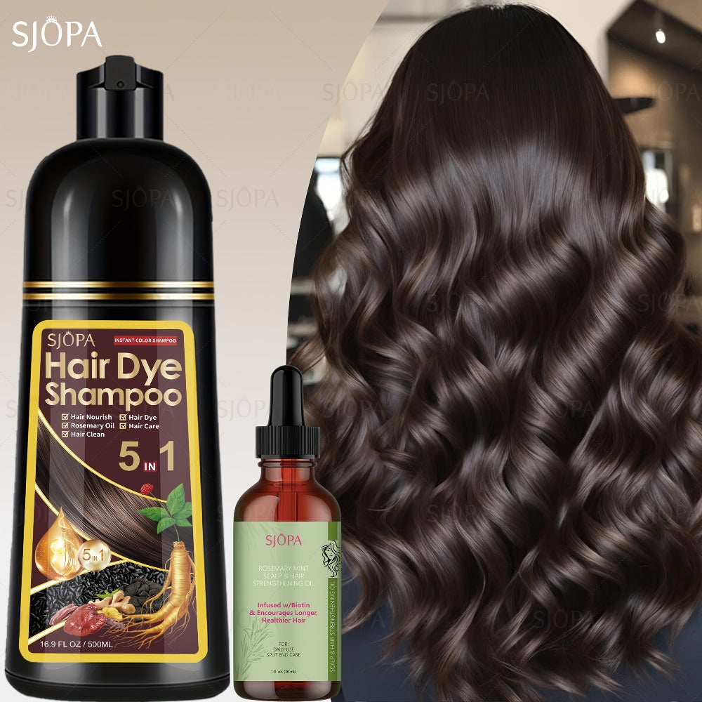 Gray Coverage Hair Dye Shampoo Kit 3-in-1 with Rosemary Hair Oil - Quick Color, Gentle & Natural Formula for Men & Women — im
