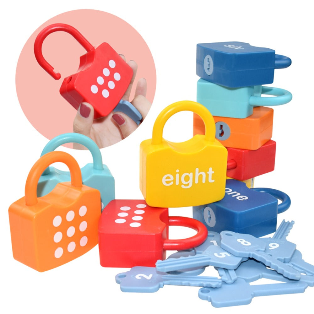 Preschool Math Lock and Key Counting Toy 10 Sets – Number Recognition Manipulative for Kids Ages 3-5, Color-Coded Kindergarte