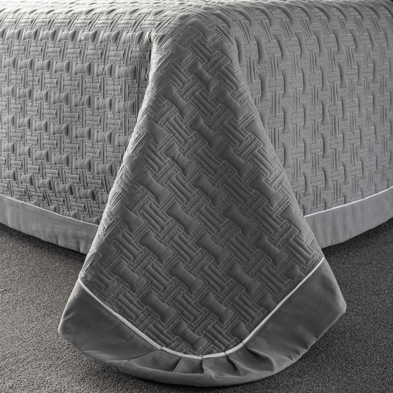 Quilted Padded Continental Bed Cover Three Piece Set